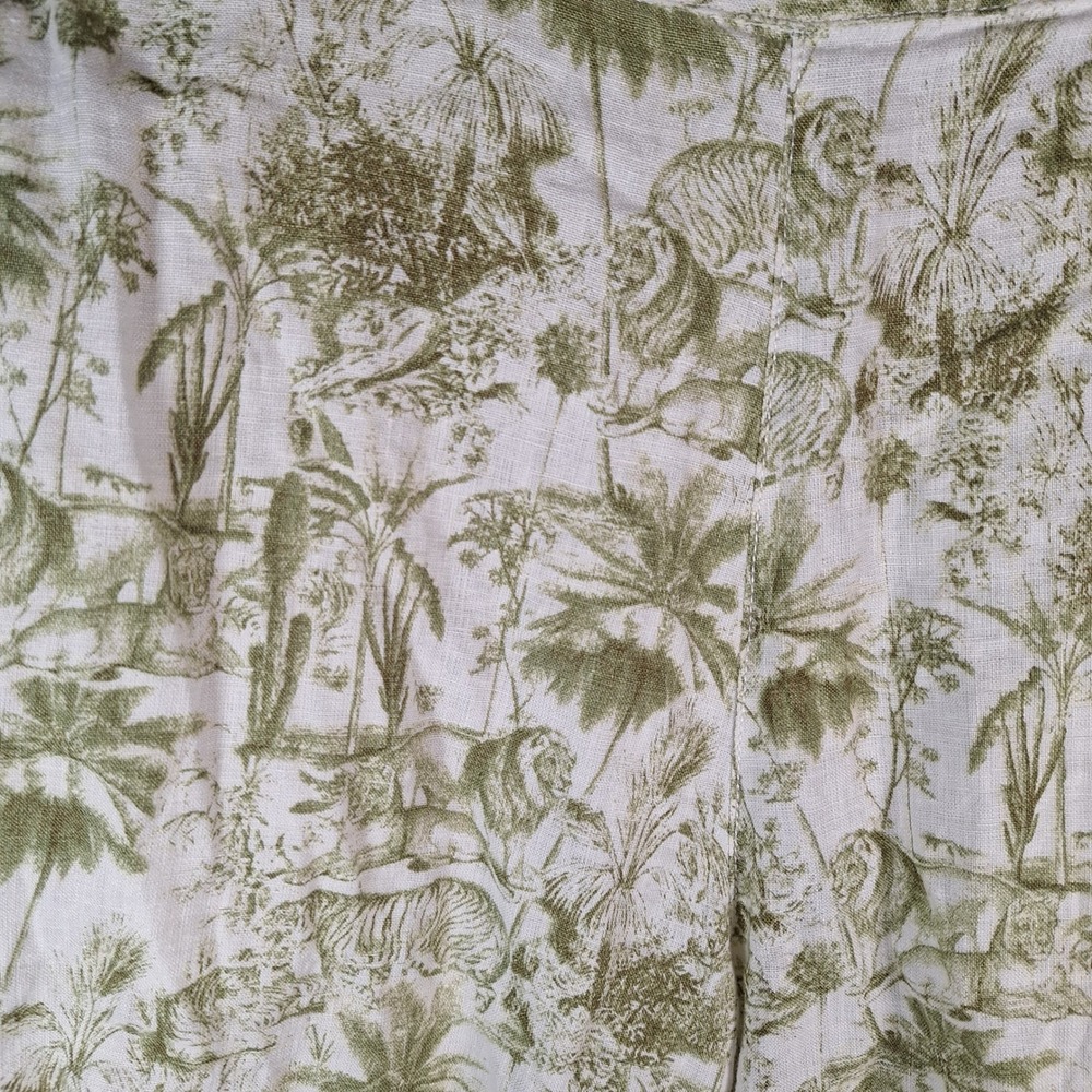 Rachel Zoe 100% Linen Wide Leg Lions Tigers Boho Beachy Lounge Pants Medium - Picture 7 of 10